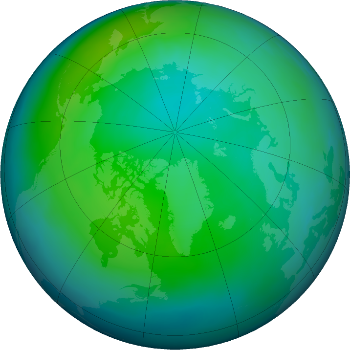 Arctic ozone map for November 2020